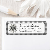 Rustic Christmas Plaid Snowflake Retouradres Etiket (Insitu)