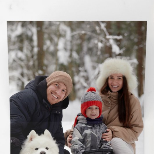 Rustic Christmas Plaid w/Poinsettia & Pine Photo Drieluik Wenskaart (Binnenzijde eerst)