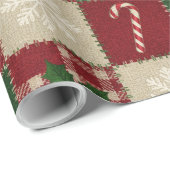 Rustic Christmas Quilt Plaid Cadeaupapier (Rol Hoek)