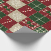 Rustic Christmas Quilt Plaid Cadeaupapier (Hoek)