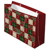 Rustic Christmas Quilt Plaid Groot Cadeauzakje (Voorkant Gekanteld)