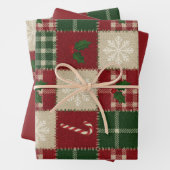 Rustic Christmas Quilt Plaid Inpakpapier Vel (In situ)