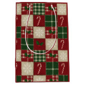 Rustic Christmas Quilt Plaid Medium Cadeauzakje (Voorkant)