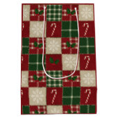 Rustic Christmas Quilt Plaid Medium Cadeauzakje (Achterkant)