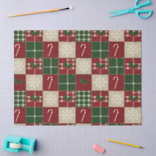 Rustic Christmas Quilt Plaid Tissuepapier (Craft)