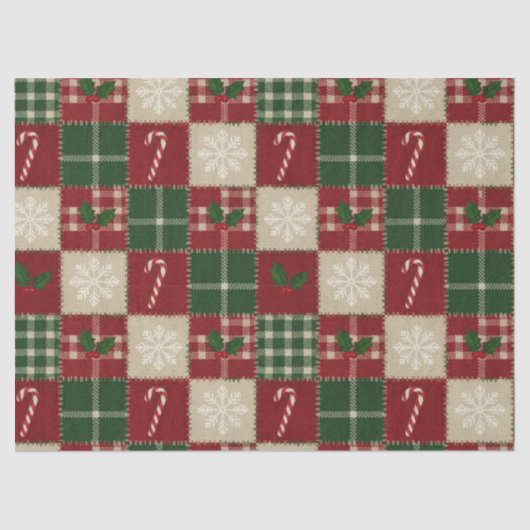Rustic Christmas Quilt Plaid Tissuepapier (Voorkant)
