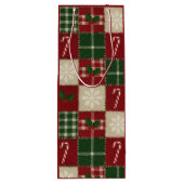 Rustic Christmas Quilt Plaid Wijn Cadeautas (Achterkant)