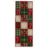 Rustic Christmas Quilt Plaid Wijn Cadeautas (Voorkant)