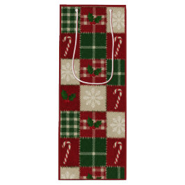 Rustic Christmas Quilt Plaid Wijn Cadeautas