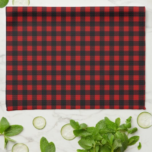 Rustic Christmas Red & Black Buffalo Plaid Theedoek (Gevouwen)