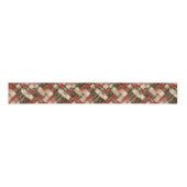 Rustic Christmas Red Green and Cream Tartan Grosgrain Lint (Voorkant)