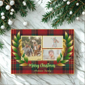 Rustic Christmas Red Green Rustic 3 Photo  Feestdagenkaart