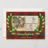 Rustic Christmas Red Green Rustic 3 Photo  Feestdagenkaart (Voorkant)