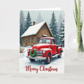 Rustic Christmas Red Truck Kaart (Voorkant)