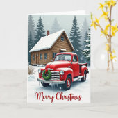 Rustic Christmas Red Truck Kaart (Gele Bloem)