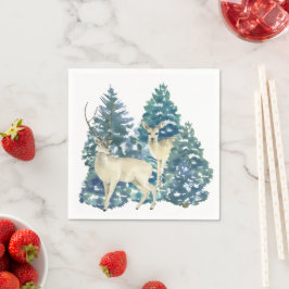 Rustic Christmas Snowy Forest Deer Decor For Home Servet