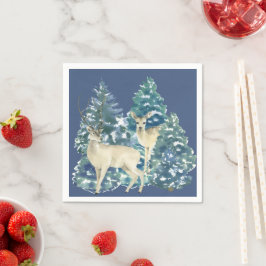Rustic Christmas Snowy Forest Deer Decor For Home Servet