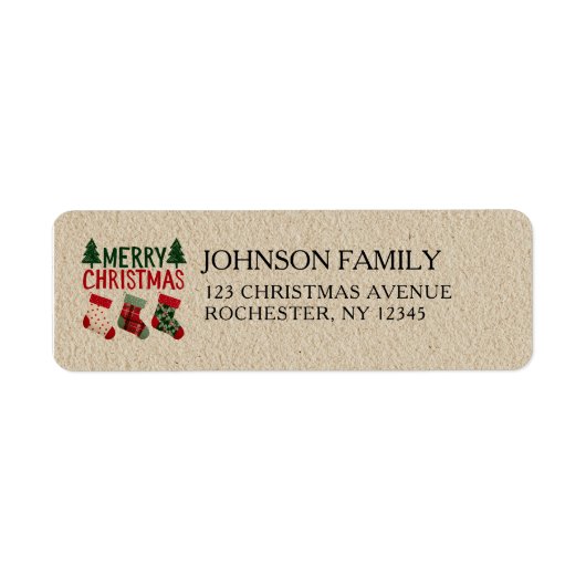 Rustic Christmas Stockings Holiday  Etiket (Voorkant)
