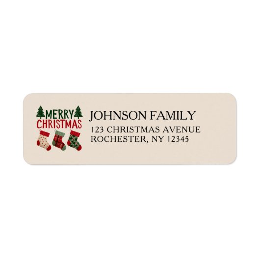 Rustic Christmas Stockings Holiday Etiket (Voorkant)