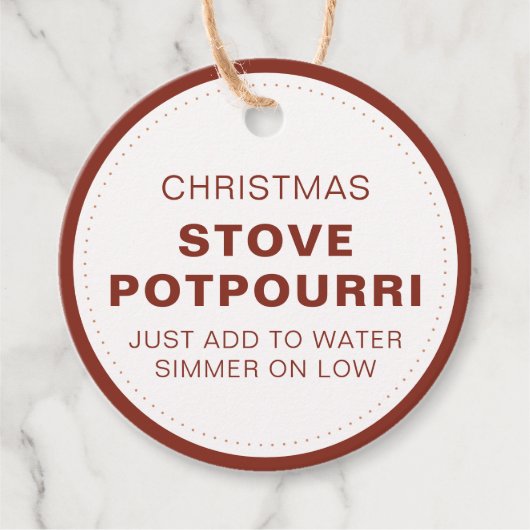 Rustic Christmas Stove Potpourri Bedankjes Labels (Voorkant)
