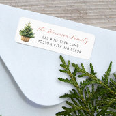 Rustic Christmas Tree In Basket Address Etiket