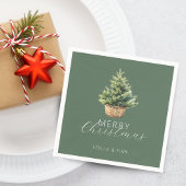 Rustic Christmas Tree In Basket Dusty Green Servet