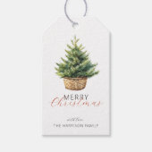 Rustic Christmas Tree In Basket Personalized Cadeaulabel (Voorkant)