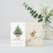 Rustic Christmas Tree In Basket Photo Feestdagenkaart (Staand voorkant)