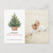 Rustic Christmas Tree In Basket Photo Feestdagenkaart (Voorkant)