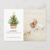 Rustic Christmas Tree In Basket Photo Feestdagenkaart (Voorkant)