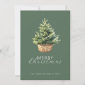 Rustic Christmas Tree In Basket Photo Flat Feestdagenkaart (Voorkant)