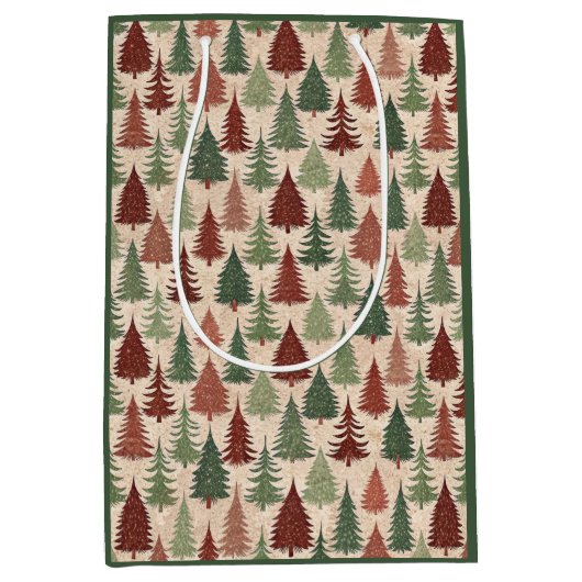 Rustic Christmas Tree Medium Cadeauzakje (Voorkant)