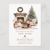 Rustic Christmas Tree New Home Card Aankondigingskaart (Voorkant)