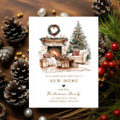 Rustic Christmas Tree New Home Card Aankondigingskaart