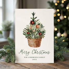 Rustic Christmas Tree Ornaments Cream Non-Photo Feestdagenkaart