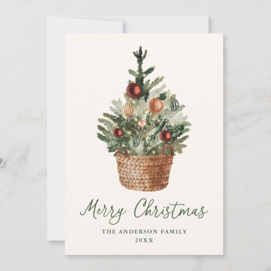Rustic Christmas Tree Ornaments Cream Non-Photo Feestdagenkaart (Voorkant)