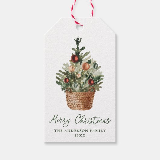 Rustic Christmas Tree Ornaments Holiday Cadeaulabel (Voorkant)