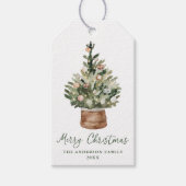 Rustic Christmas Tree Ornaments Neutral Holiday Cadeaulabel (Voorkant)