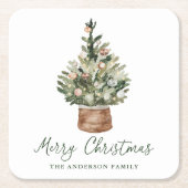 Rustic Christmas Tree Ornaments Neutral Holiday Kartonnen Onderzetters (Voorkant)