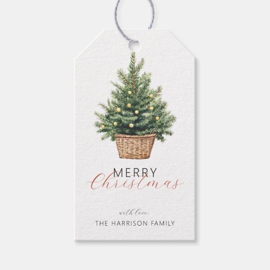 Rustic Christmas Tree Personalized Cadeaulabel (Voorkant)