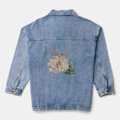 Rustic Christmas Tree with Brown-Beige Watercolor  Denim Jacket (Achterkant)