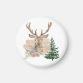 Rustic Christmas Tree with Brown-Beige Watercolor  Magneet (Voorkant)