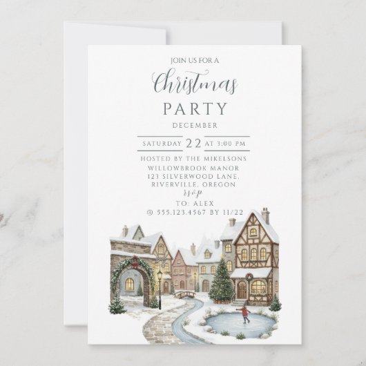 Rustic Christmas Village Celebration Kaart (Voorkant)