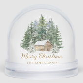 Rustic Christmas Woodland Cabin Family Photo Sneeuwbol (Voorkant)