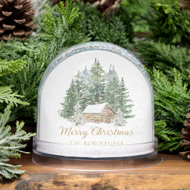 Rustic Christmas Woodland Cabin Family Photo Sneeuwbol