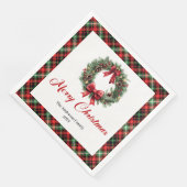 Rustic Christmas Wreath Napkins Red Green Pattern Servet (Hoek)