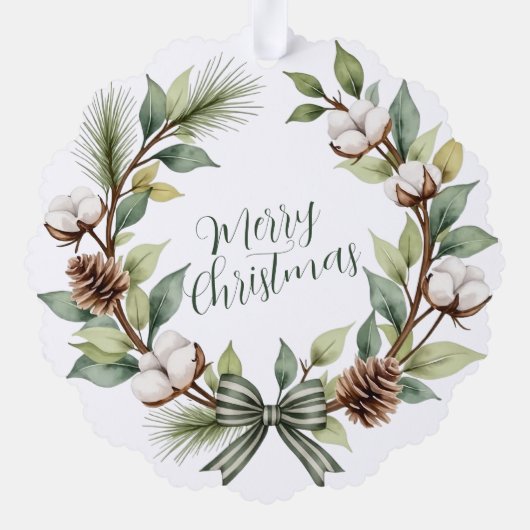 Rustic Christmas Wreath Ornament Kaart (Achterkant)