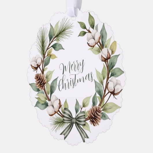 Rustic Christmas Wreath Ornament Kaart (Links)