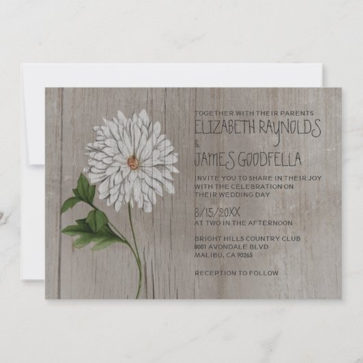Rustic Chrysanthemum Wedding Invitations Kaart (Voorkant)