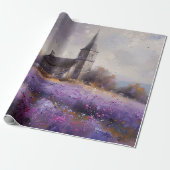 Rustic Church en Paarse Wildflowers Decoupage Cadeaupapier (Uitgerold)